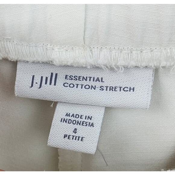 New NWOT J. Jill Essential Cotton Stretch Pants White 4 Petite Crop - Picture 7 of 9